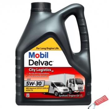 Малозольное синтетическое моторное масло Mobil Delvac City Logistics M 5w30 обеспечивающее длительный срок службы двигателя и отличную защиту двигателя от образования шлама и износа.