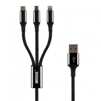 Зарядный кабель 3 в 1 Lightning, Type-C, Micro-USB WIIIX 2А 1,2м CBS960-U8MUTC-12B