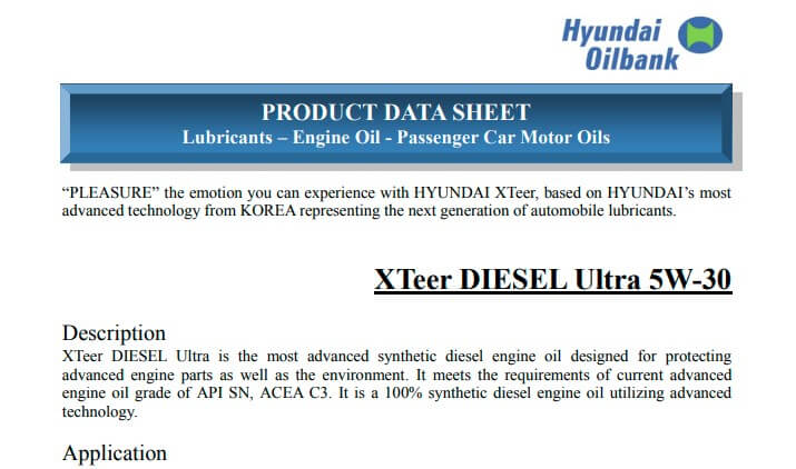 pdf характеристики масла XTeer DIESEL Ultra 5W-30