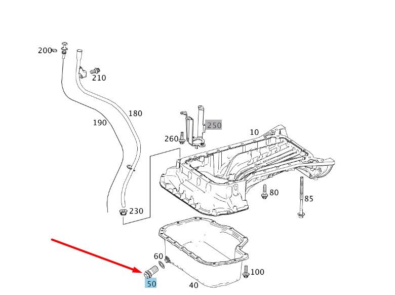 Резьбовая пробка поддона на картинке из каталога MERCEDES